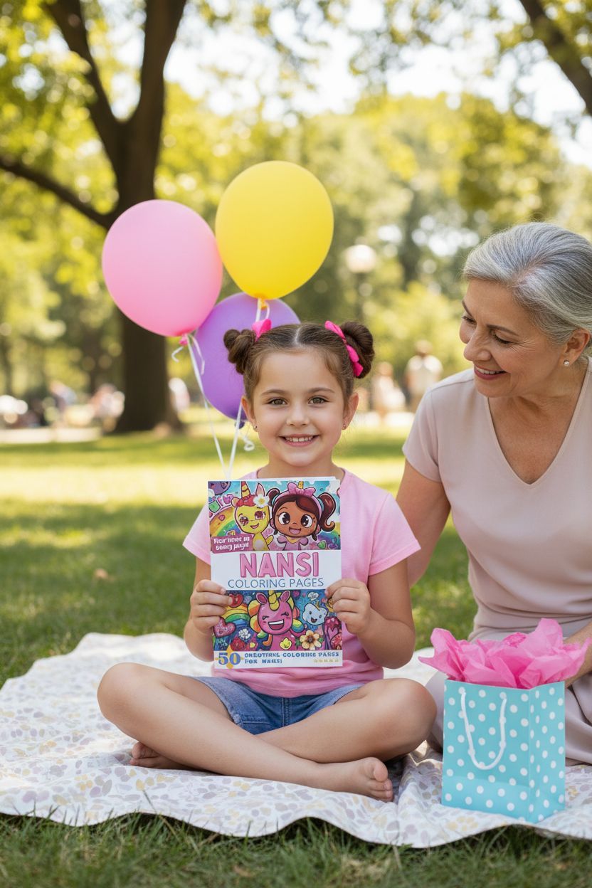Nansi coloring book in use