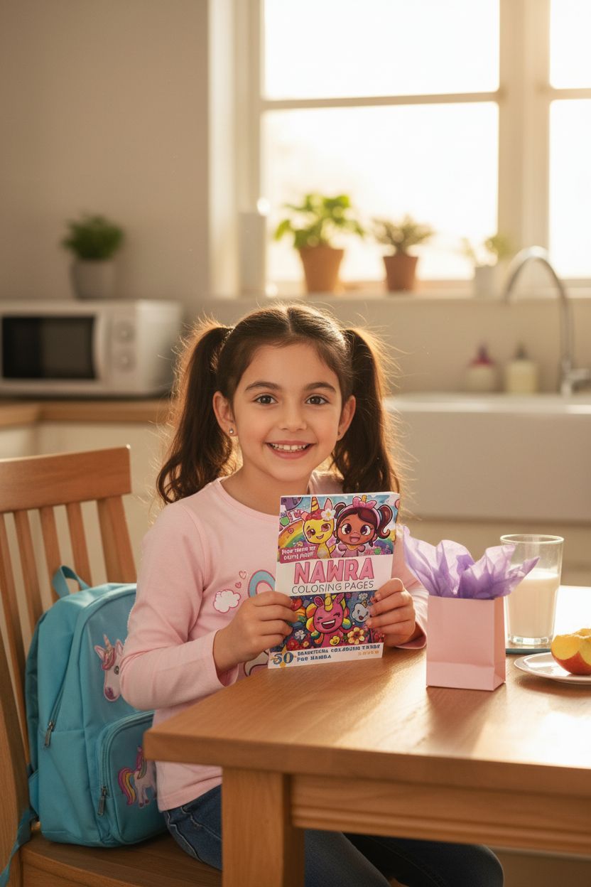 Nawra coloring book in use