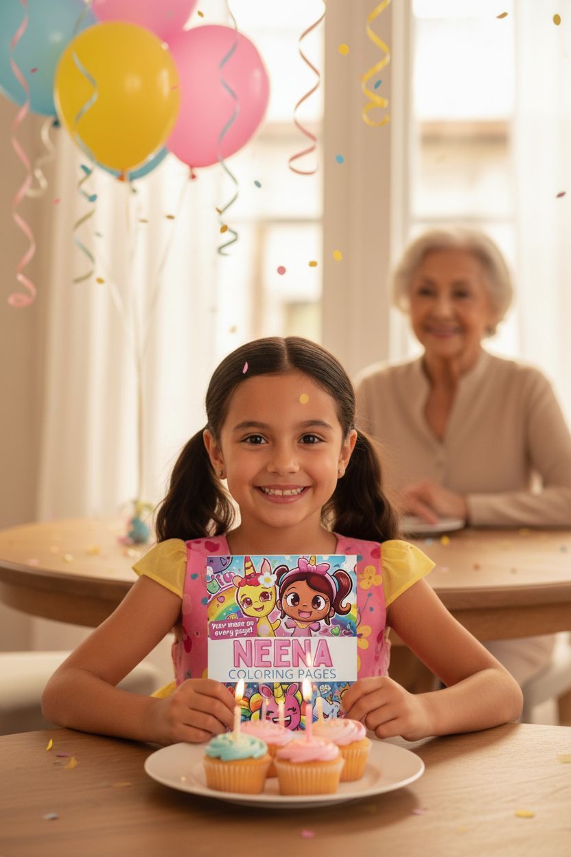 Neena coloring book in use