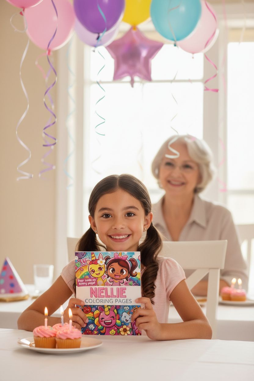 Nellie coloring book in use