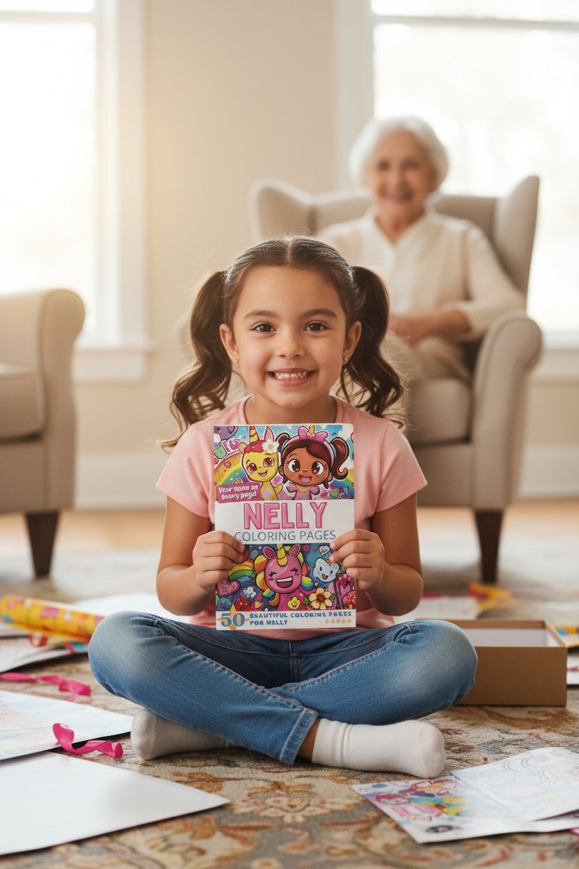 Nelly coloring book in use