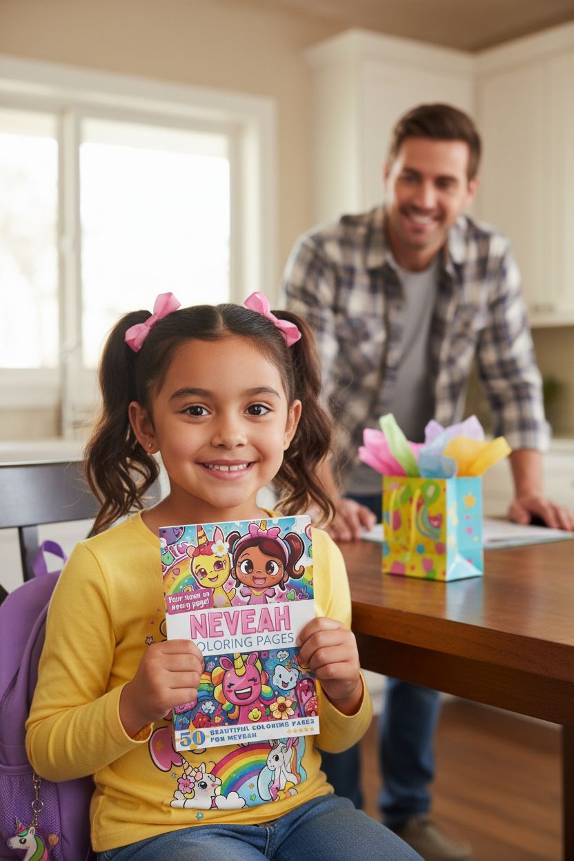 Neveah coloring book in use