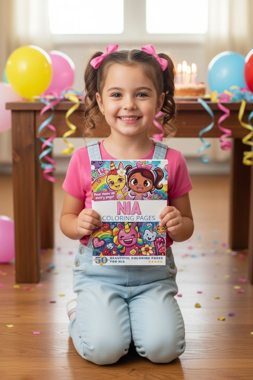 Nia coloring book in use