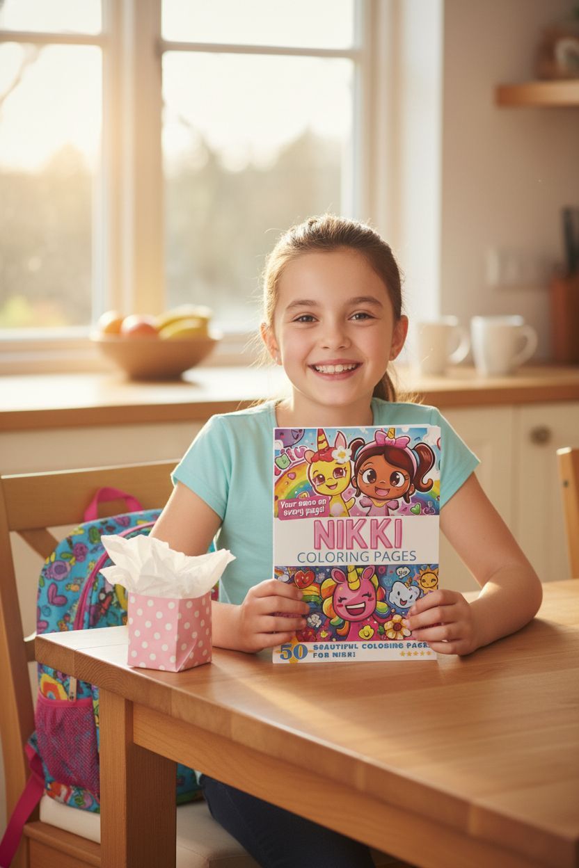 Nikki coloring book in use