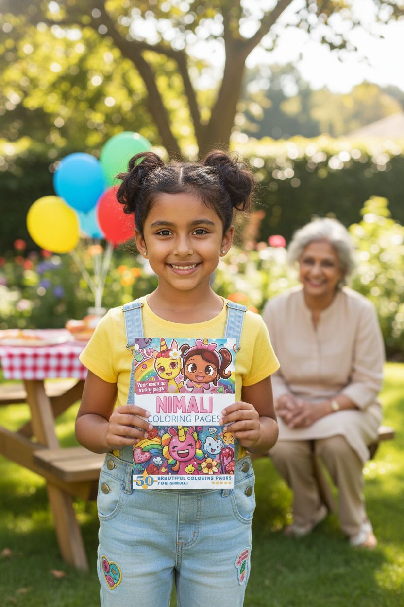 Nimali coloring book in use