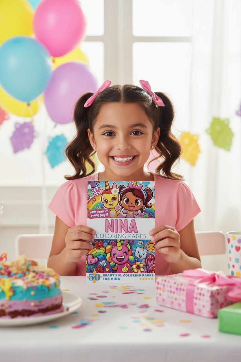 Nina coloring book in use