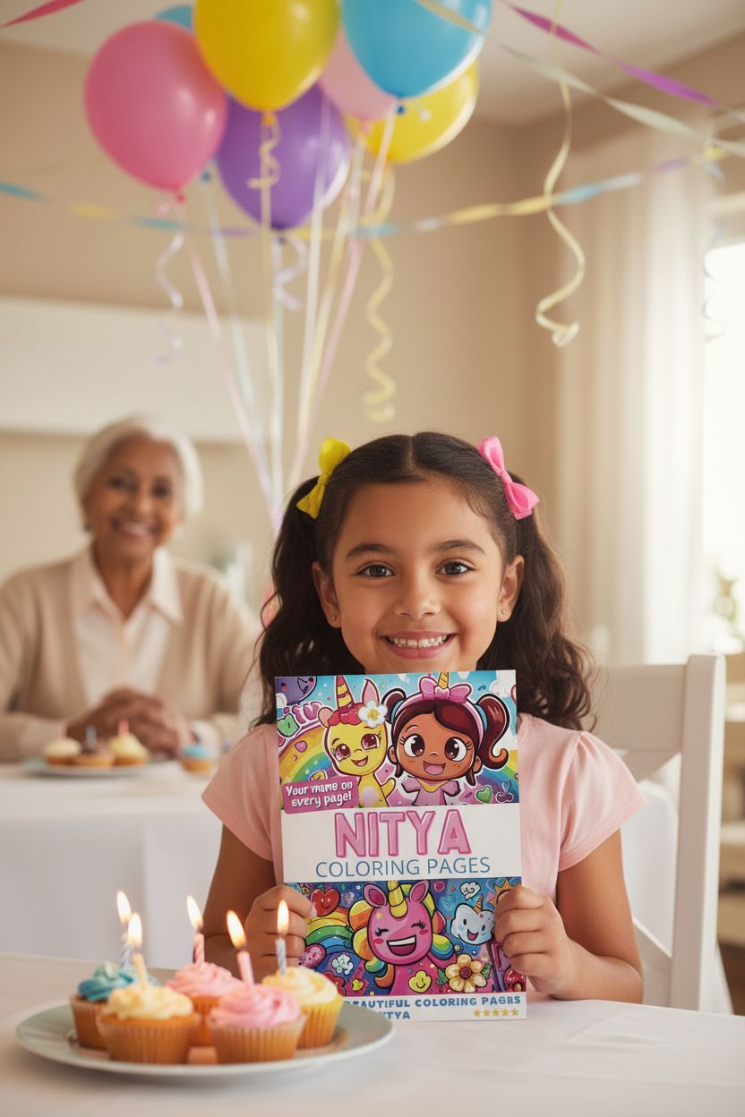 Nitya coloring book in use