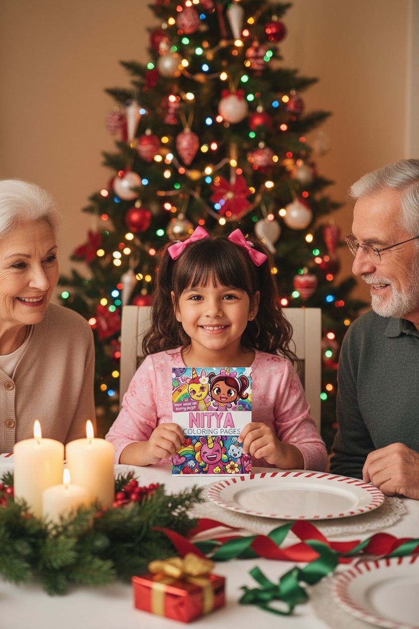 Nitya Christmas coloring pages gift