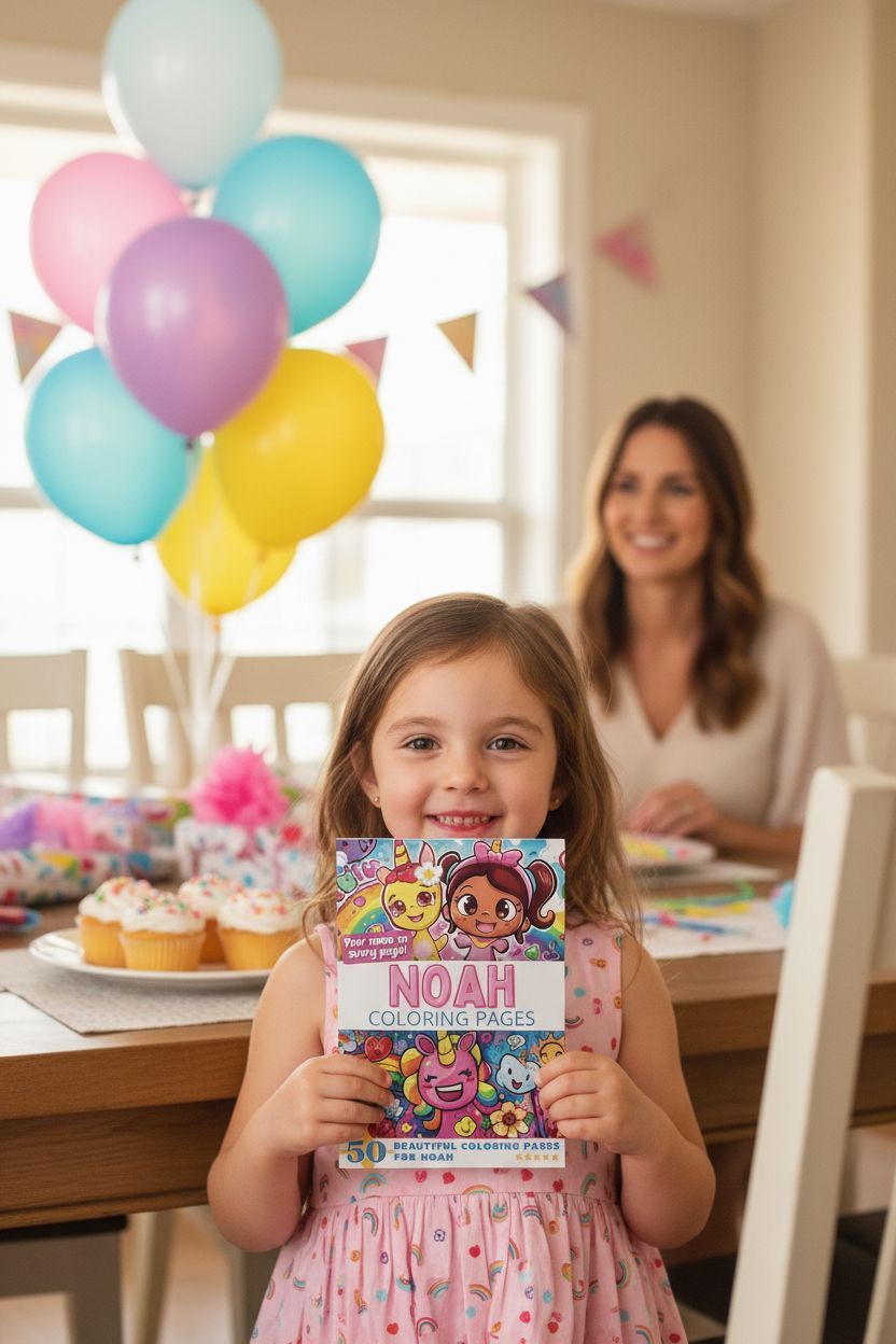 Noah coloring book in use