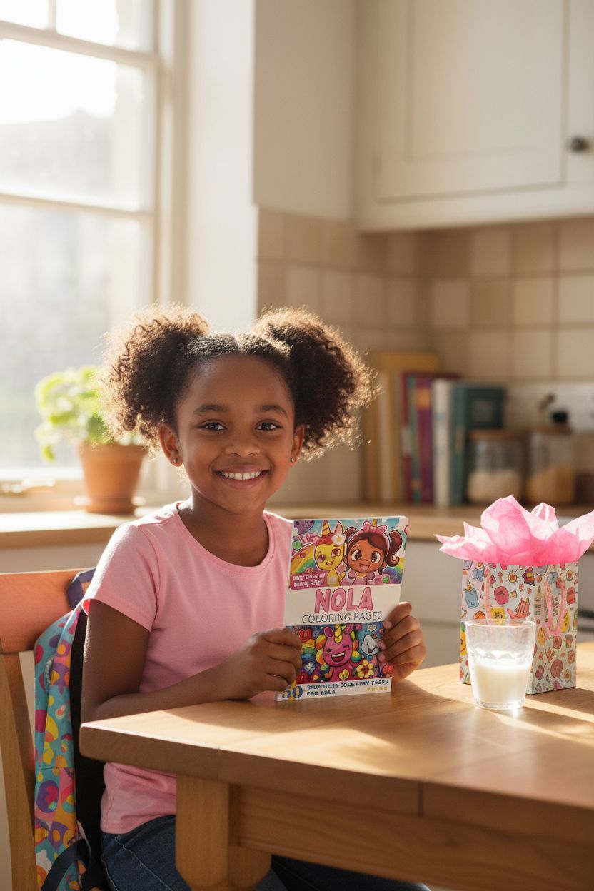 Nola coloring book in use