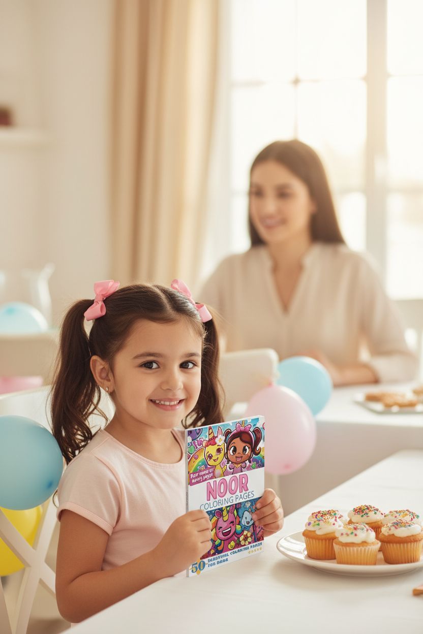 Noor coloring book in use