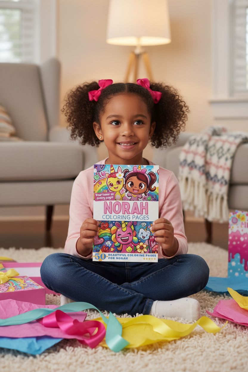 Norah coloring book in use