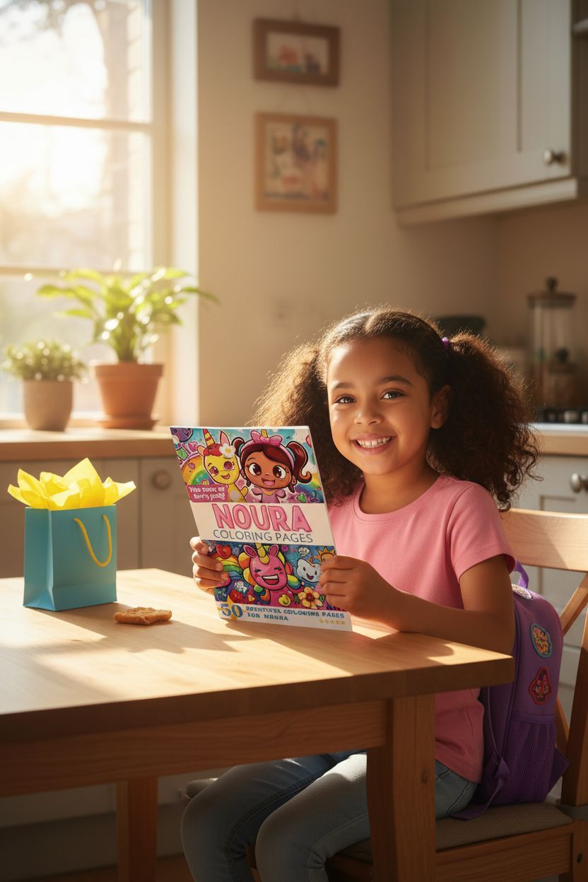 Noura coloring book in use