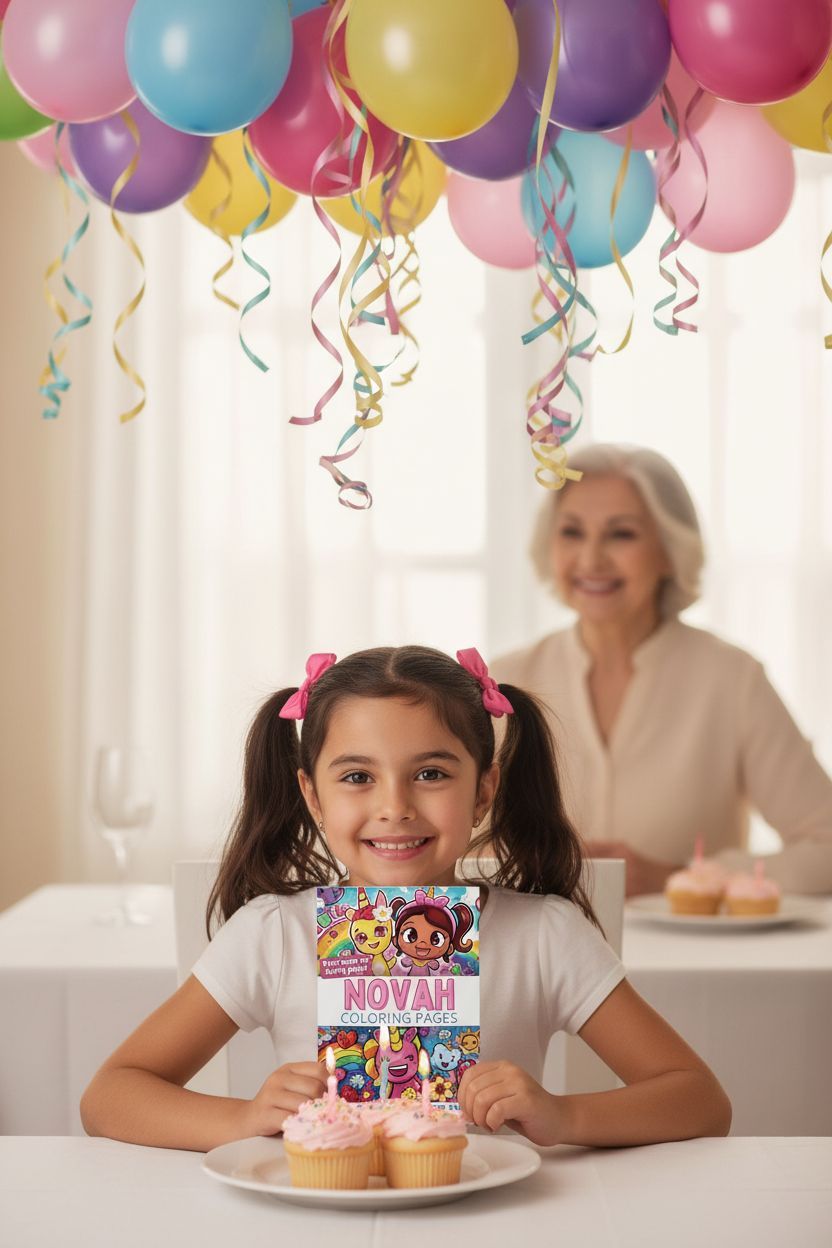 Novah coloring book in use