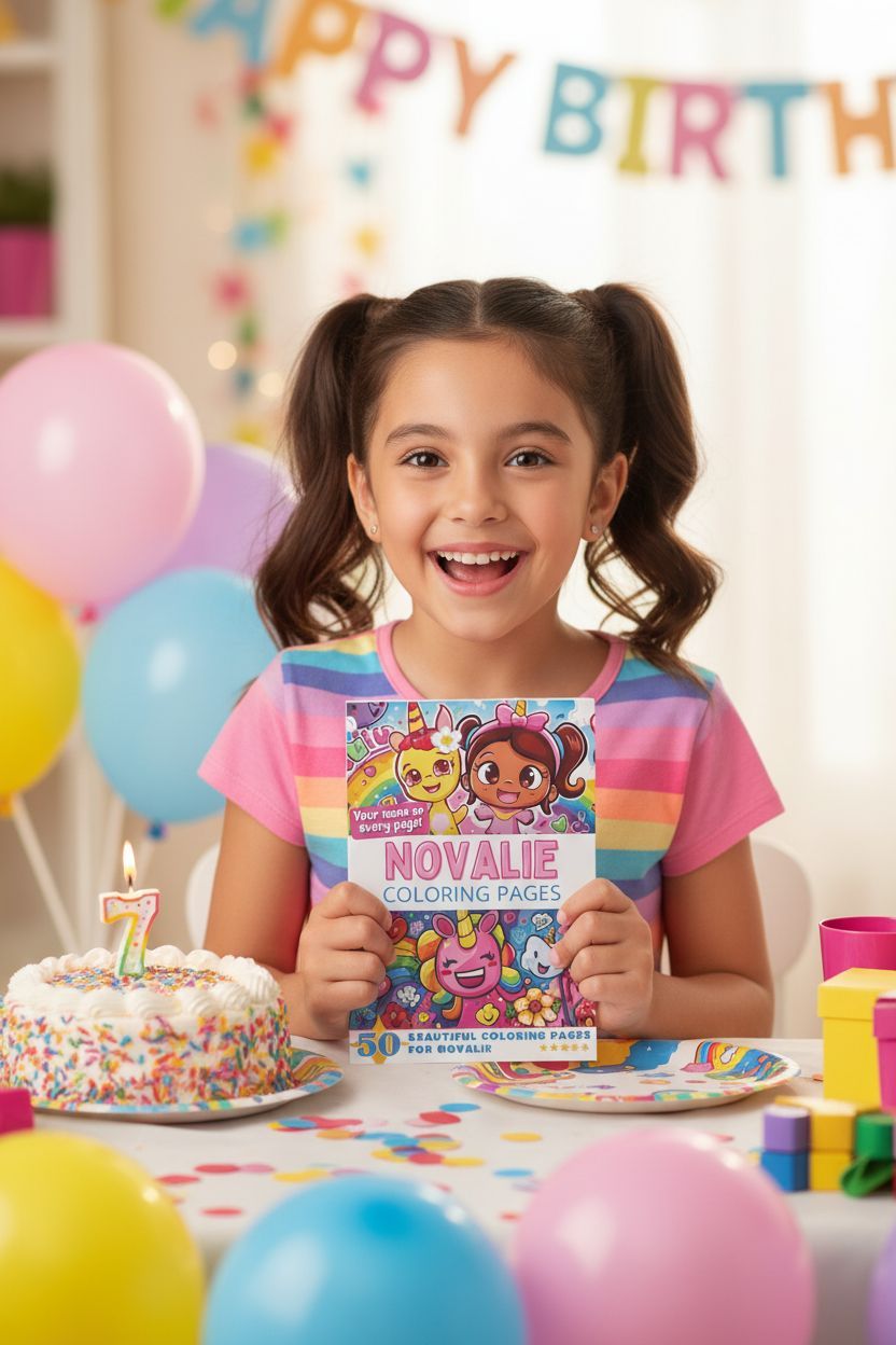 Novalie coloring book in use