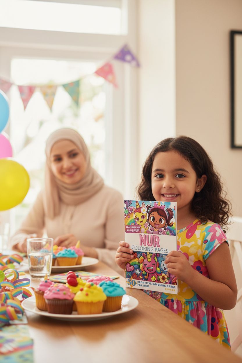 Nur coloring book in use