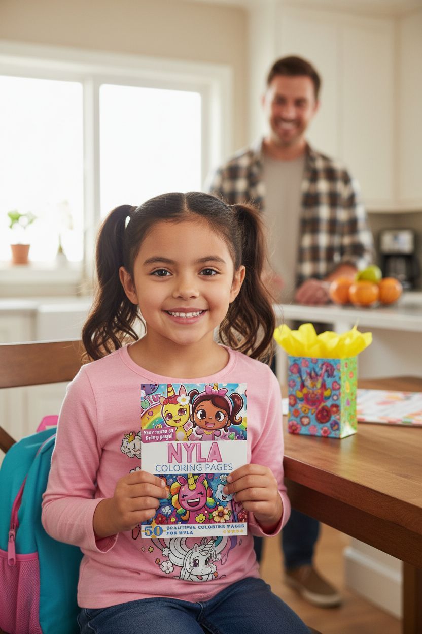 Nyla coloring book in use