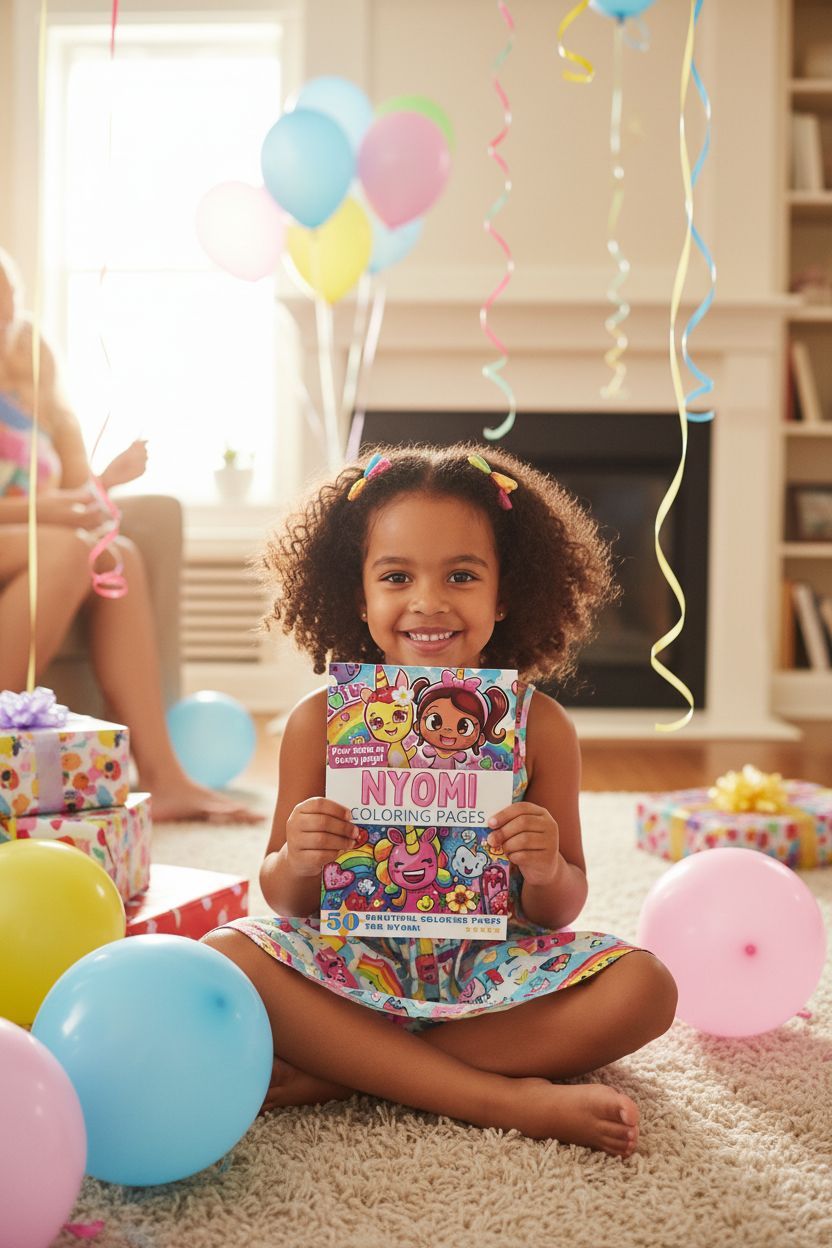 Nyomi coloring book in use