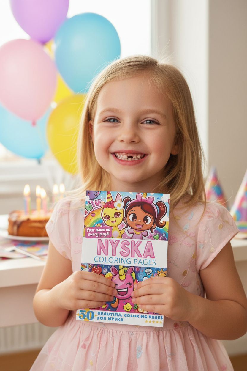 Nyska coloring book in use