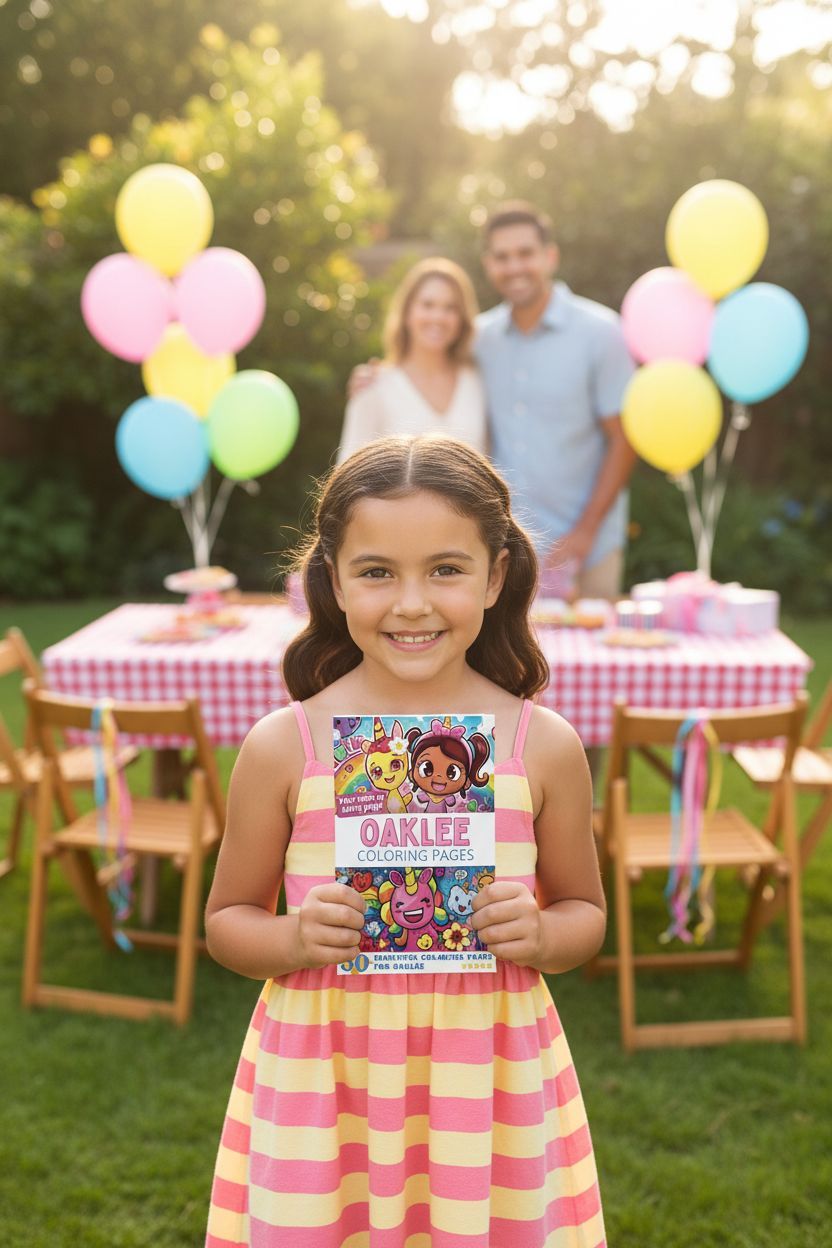 Oaklee coloring book in use