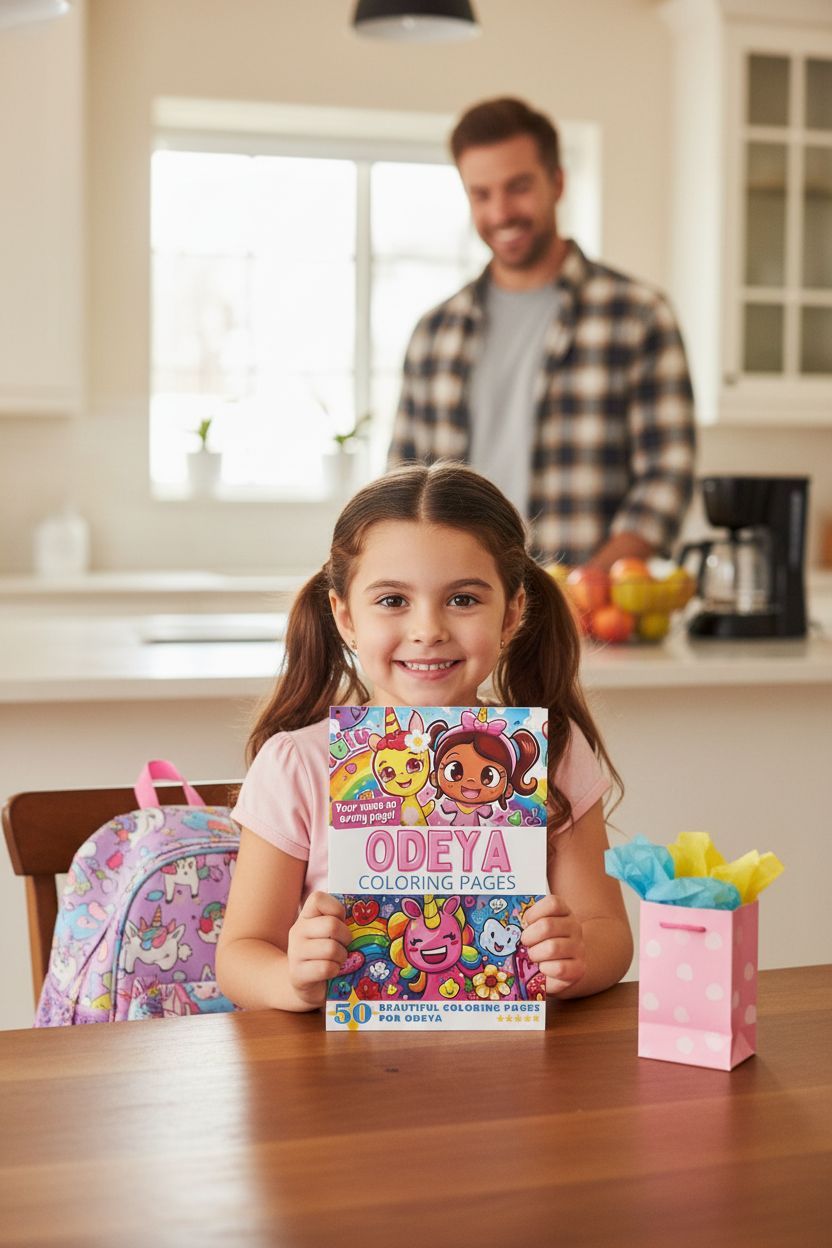 Odeya coloring book in use