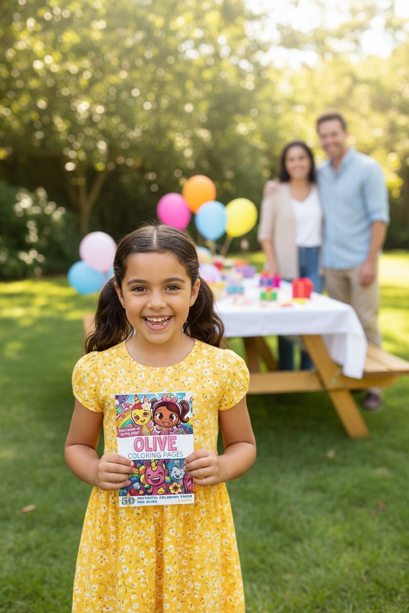 Olive coloring book in use