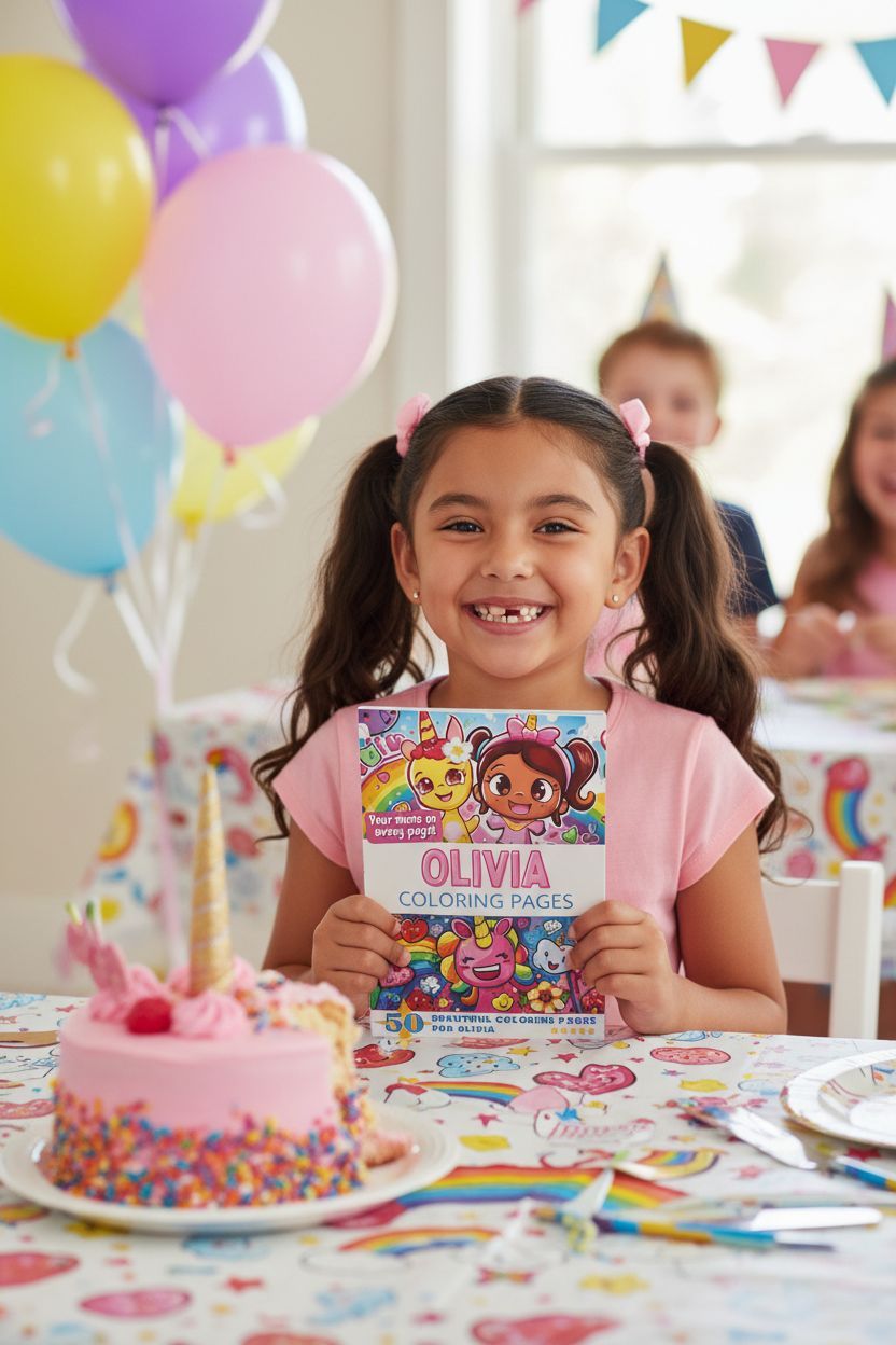 Olivia coloring book in use