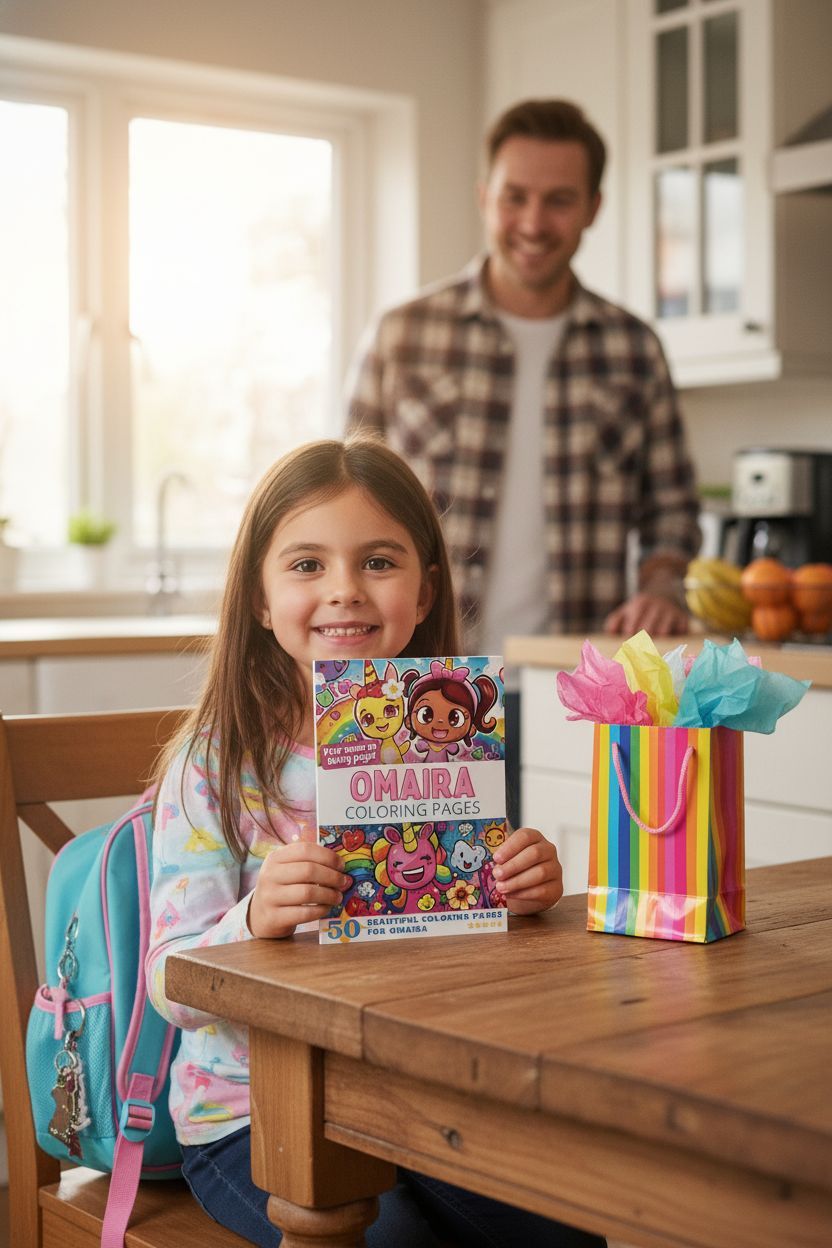 Omaira coloring book in use