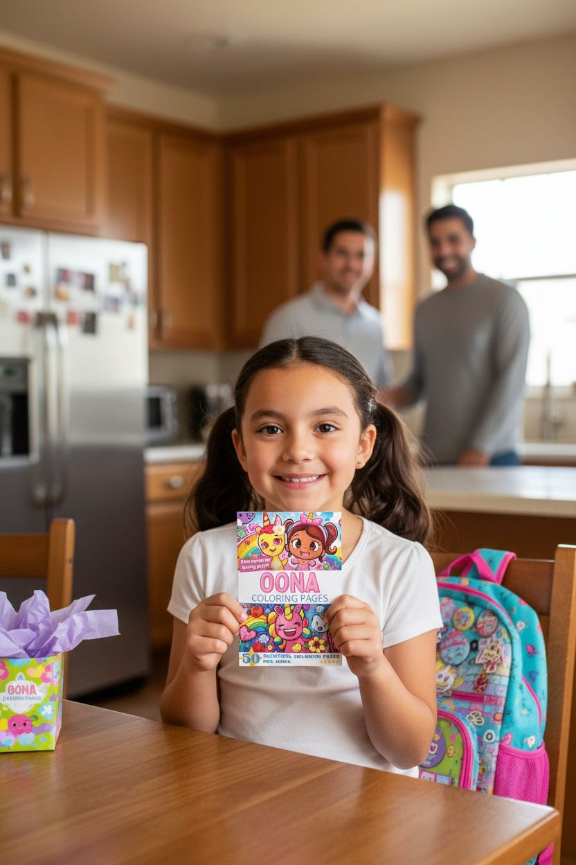 Oona coloring book in use