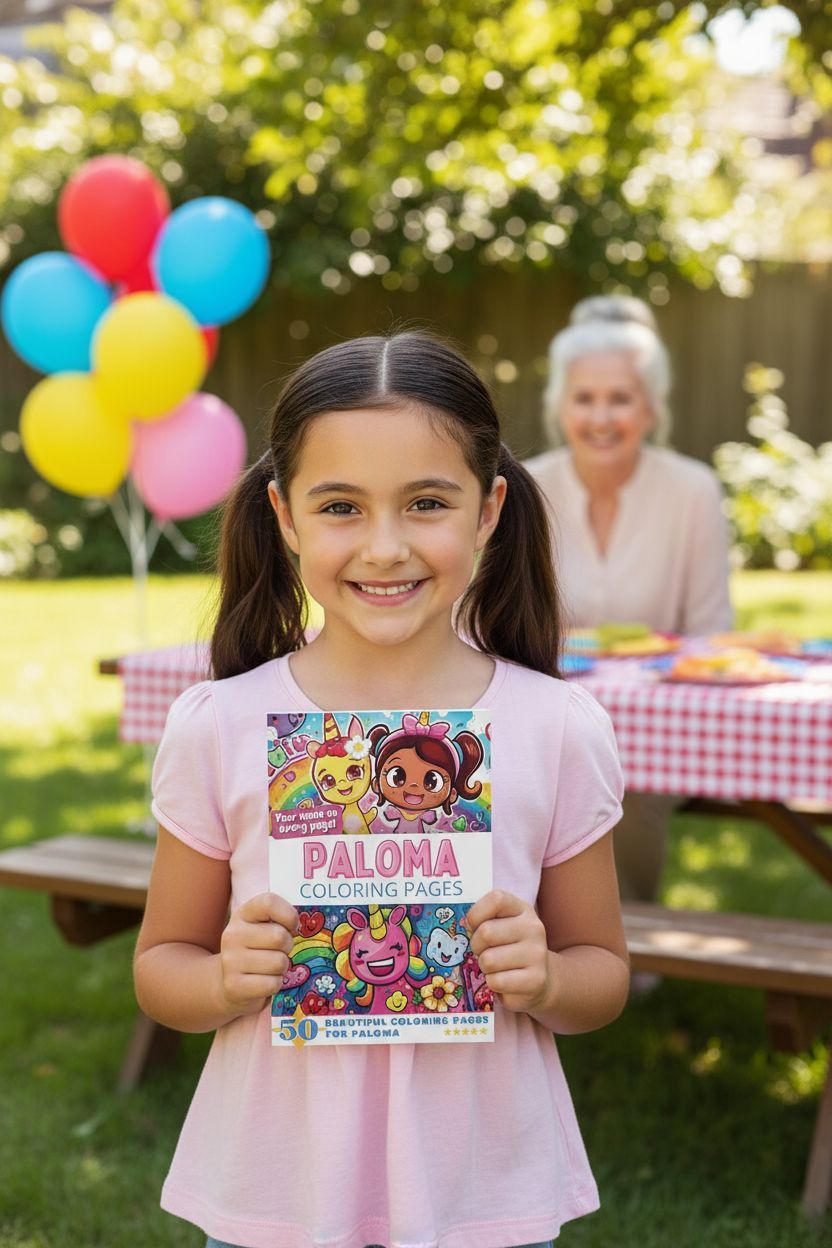 Paloma coloring book in use