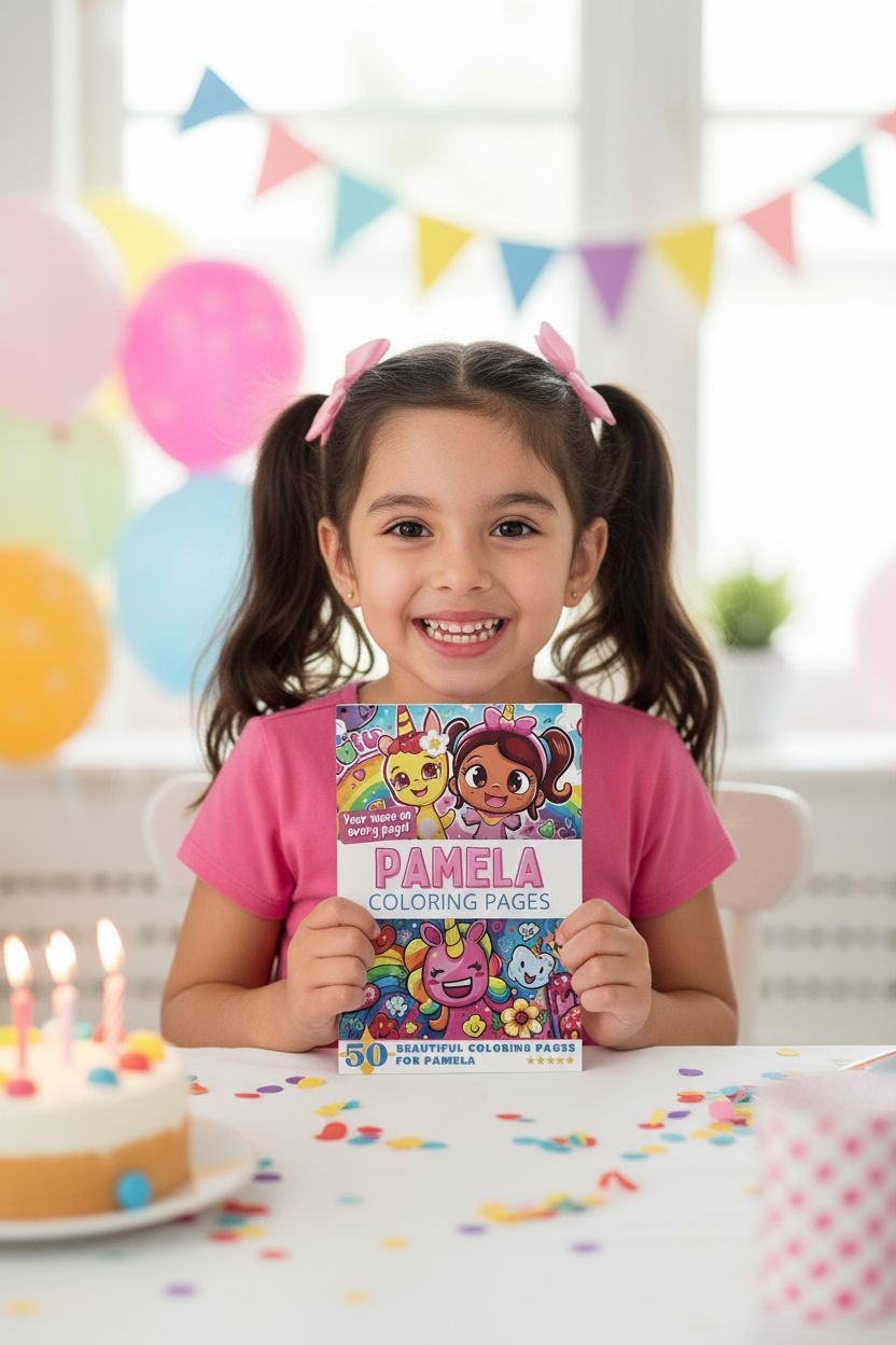 Pamela coloring book in use