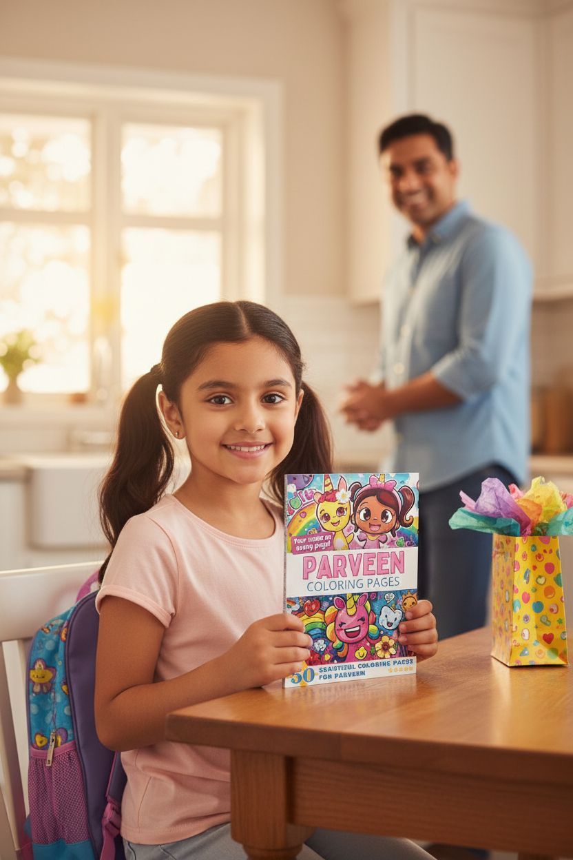 Parveen coloring book in use