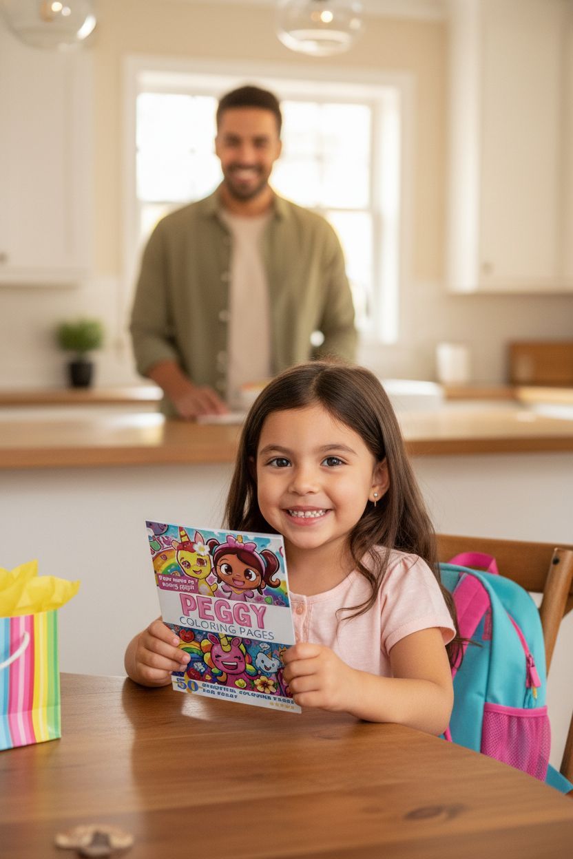 Peggy coloring book in use