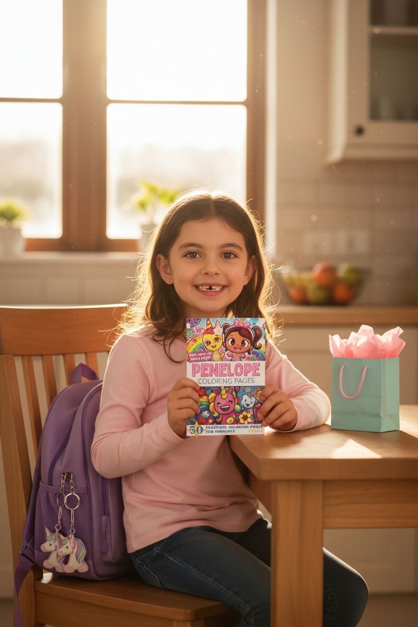 Penelope coloring book in use