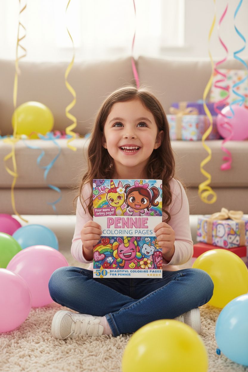 Pennie coloring book in use