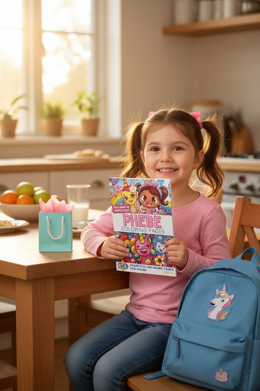 Phebe coloring book in use