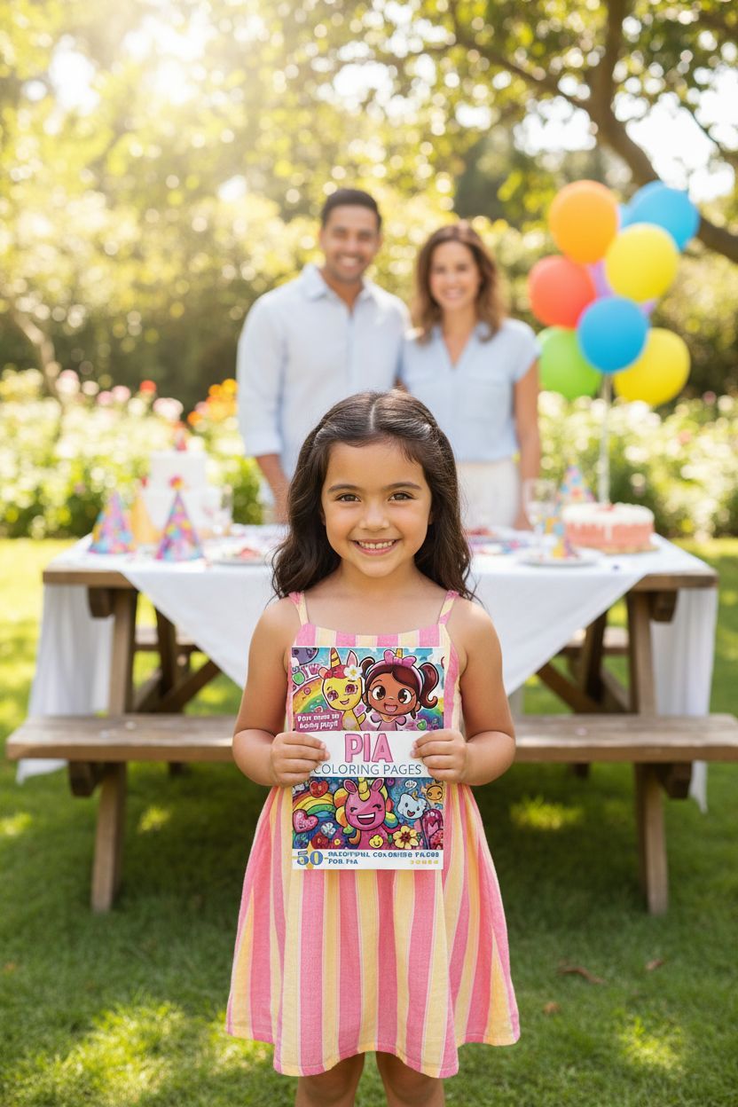 Pia coloring book in use