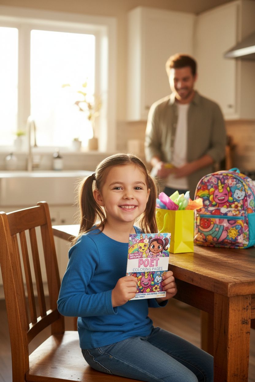Poet coloring book in use