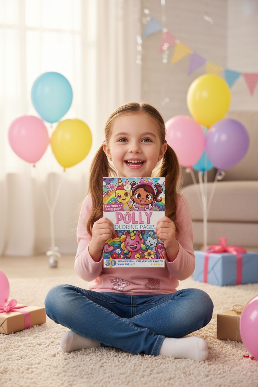 Polly coloring book in use