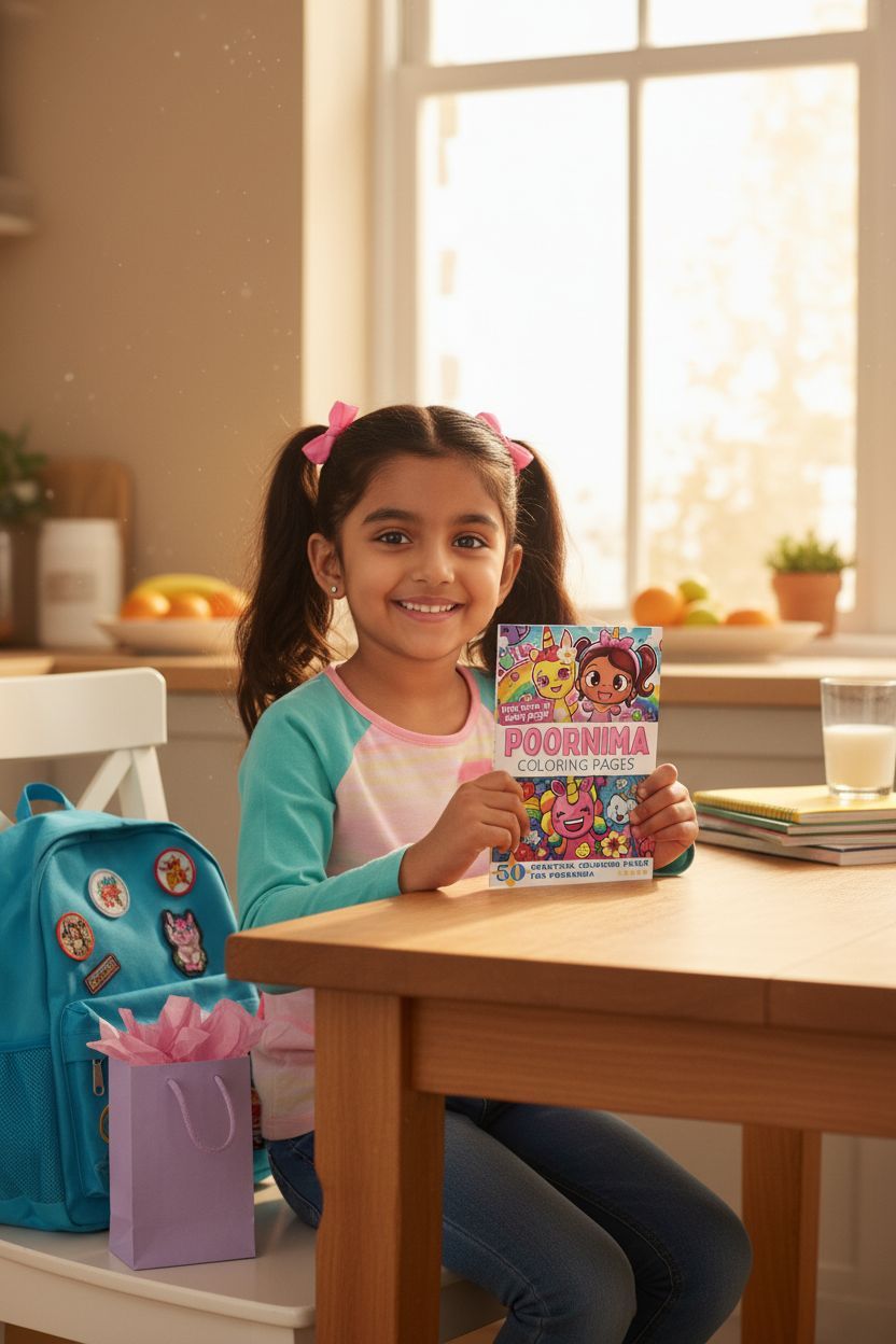 Poornima coloring book in use