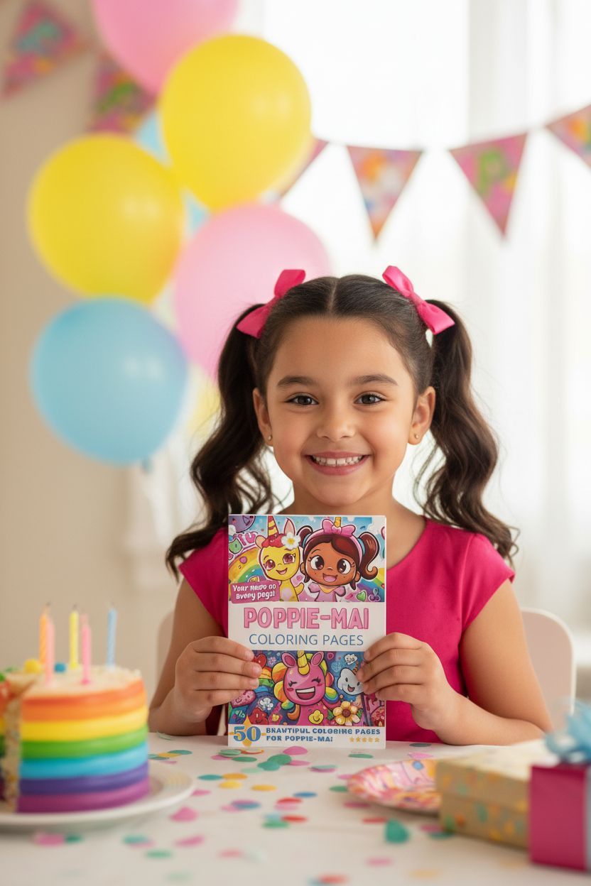 Poppie-Mai coloring book in use