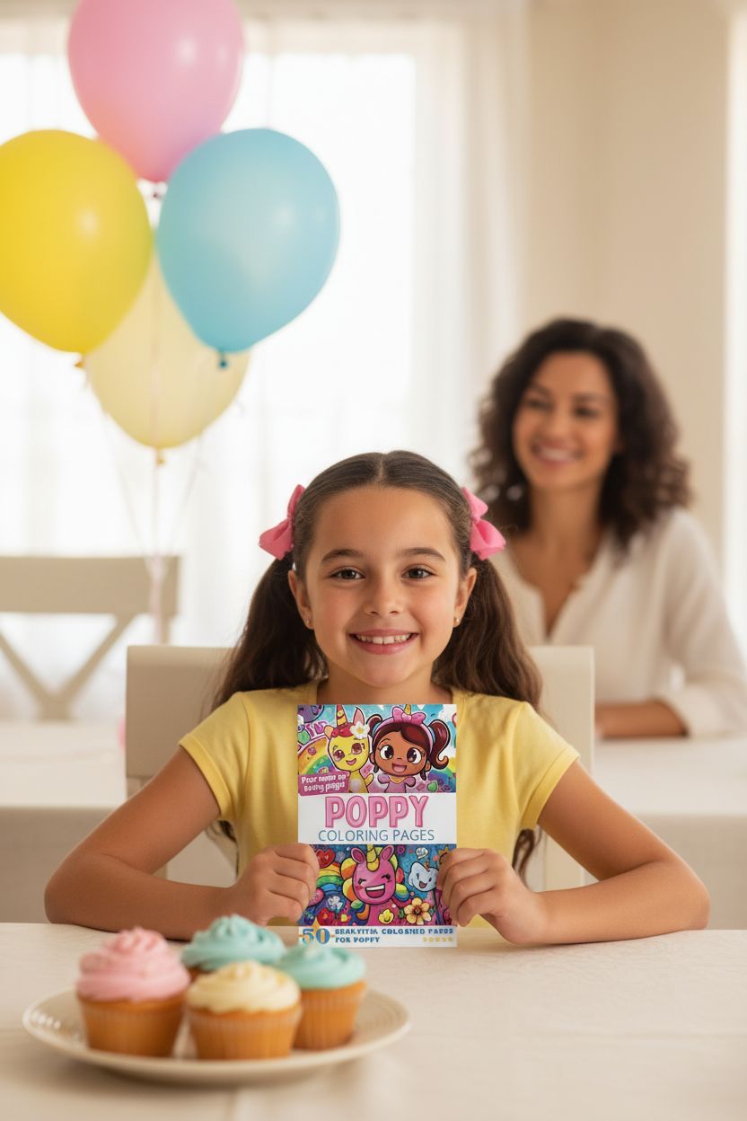 Poppy coloring book in use