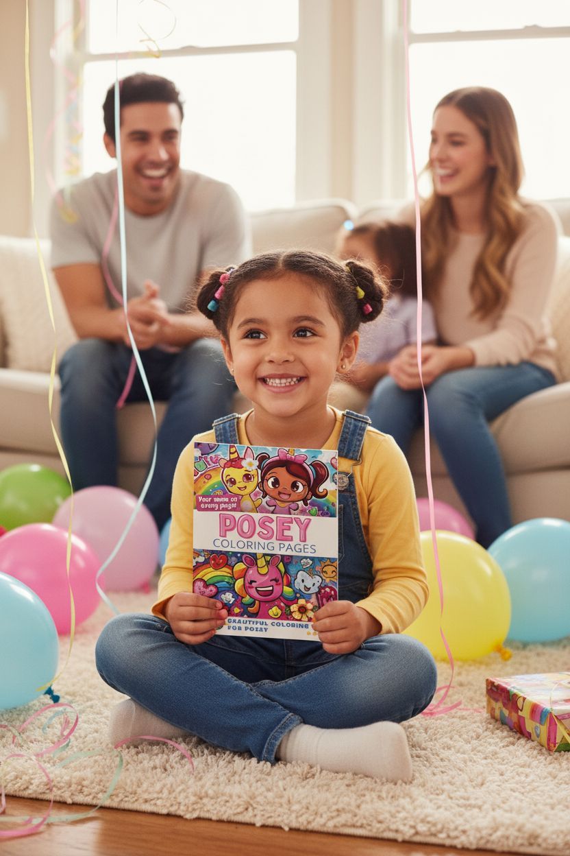 Posey coloring book in use