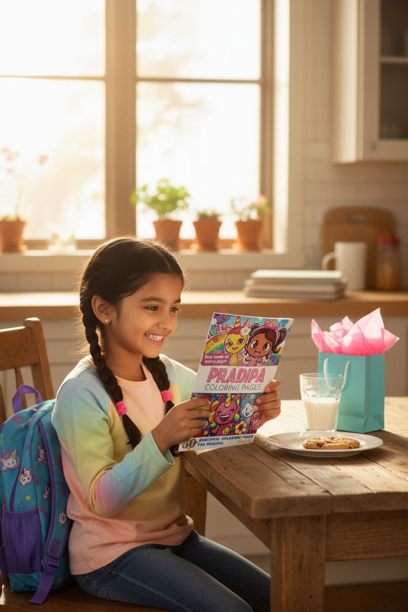 Pradipa coloring book in use