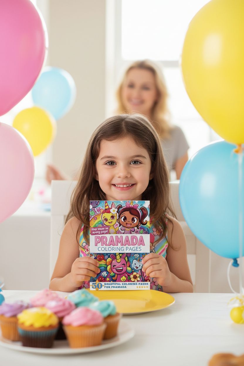 Pramada coloring book in use