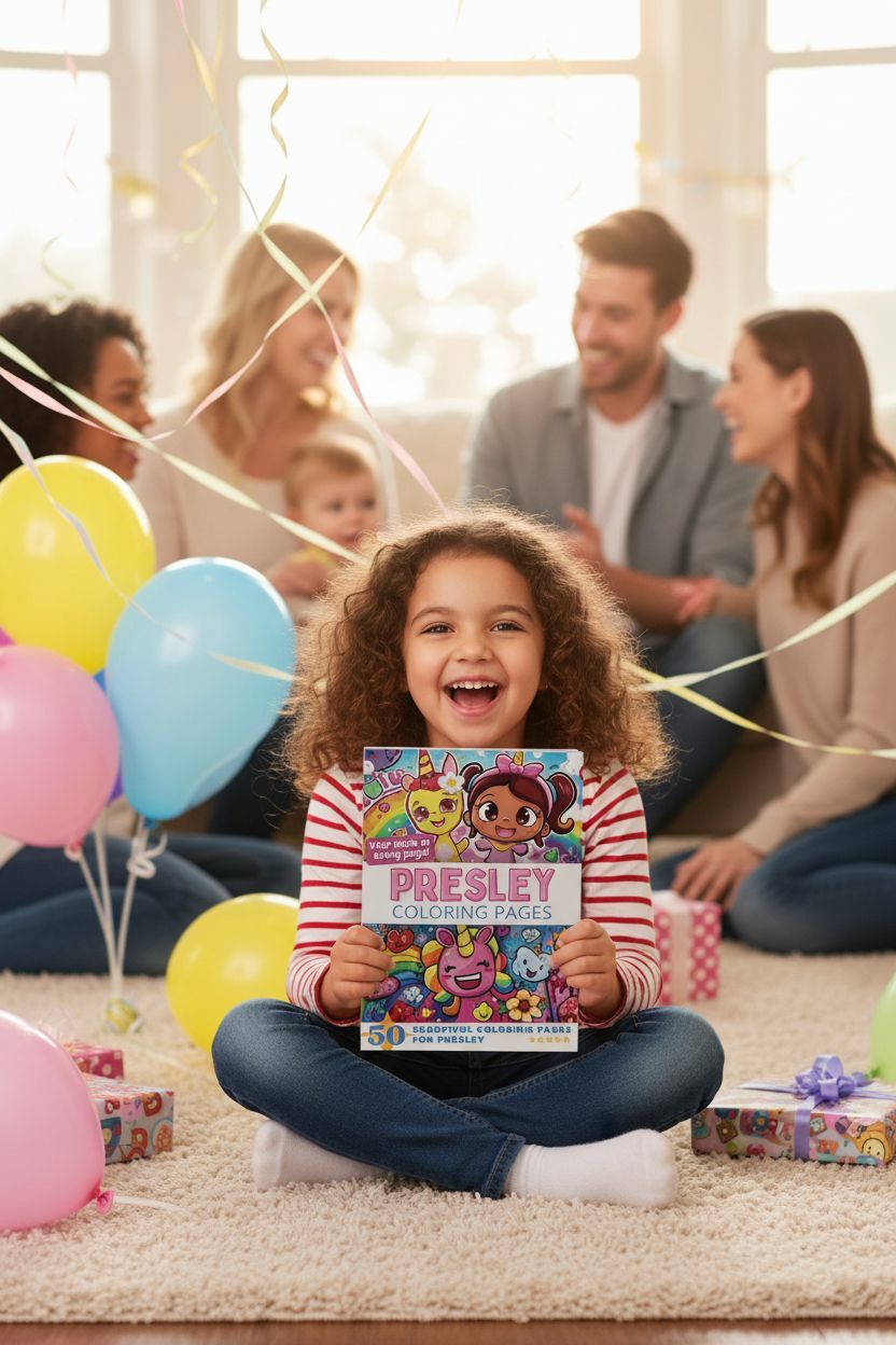 Presley coloring book in use