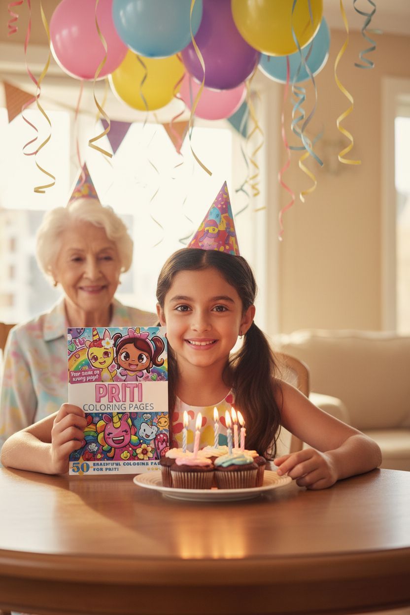 Priti coloring book in use