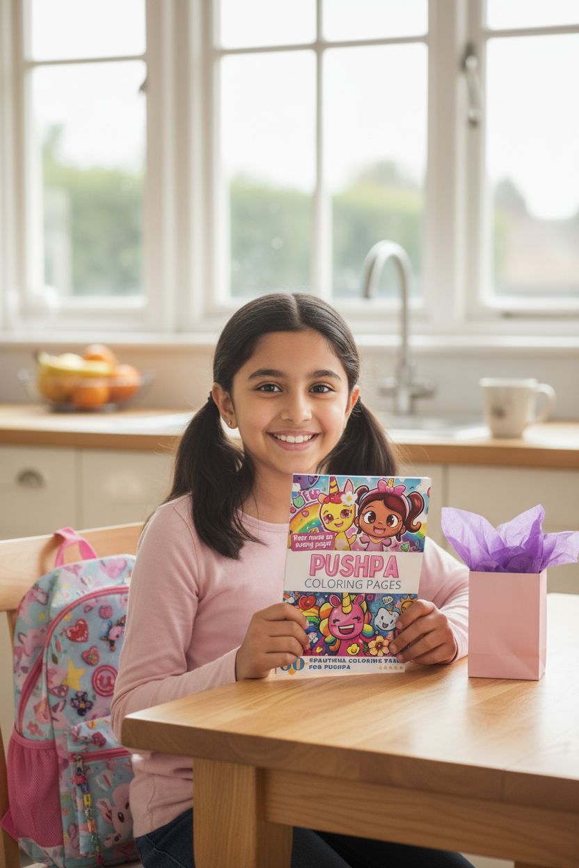 Pushpa coloring book in use