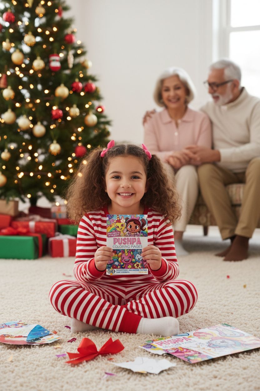 Pushpa Christmas coloring pages gift