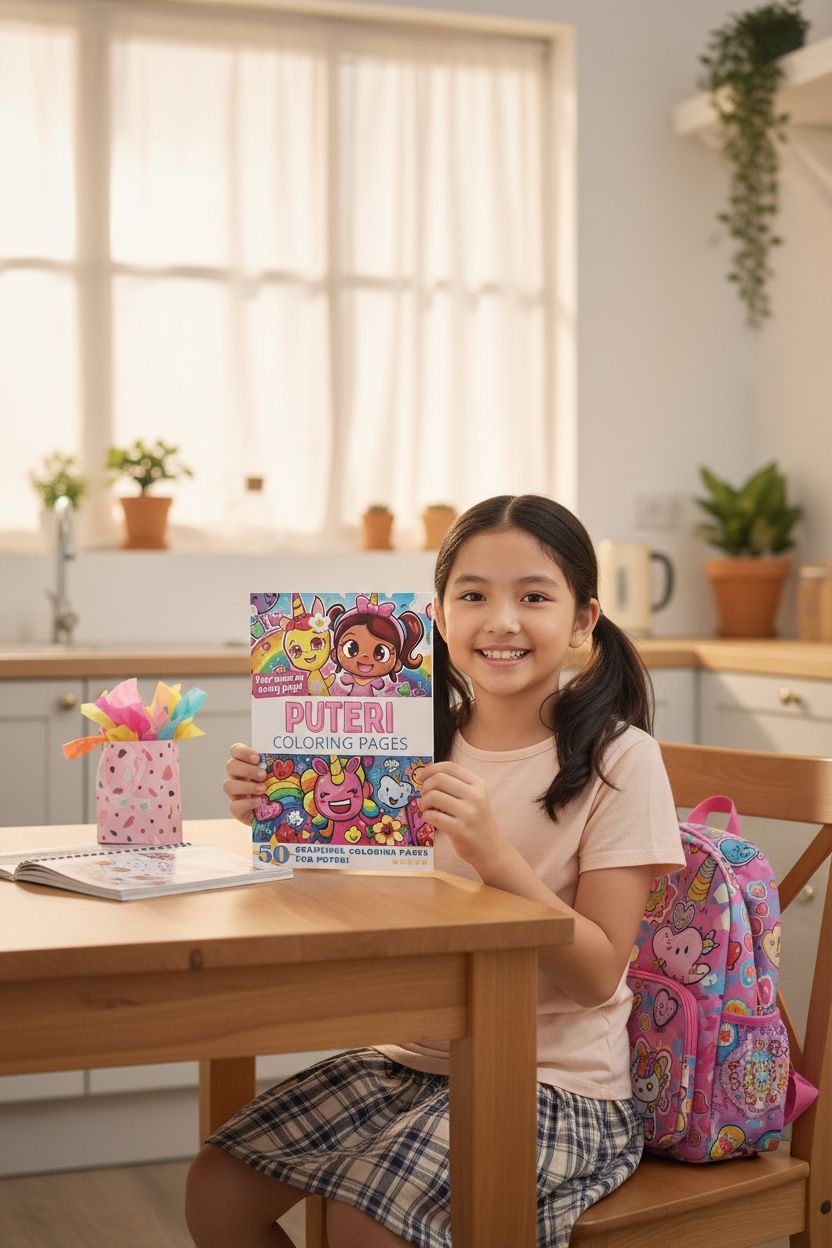 Puteri coloring book in use